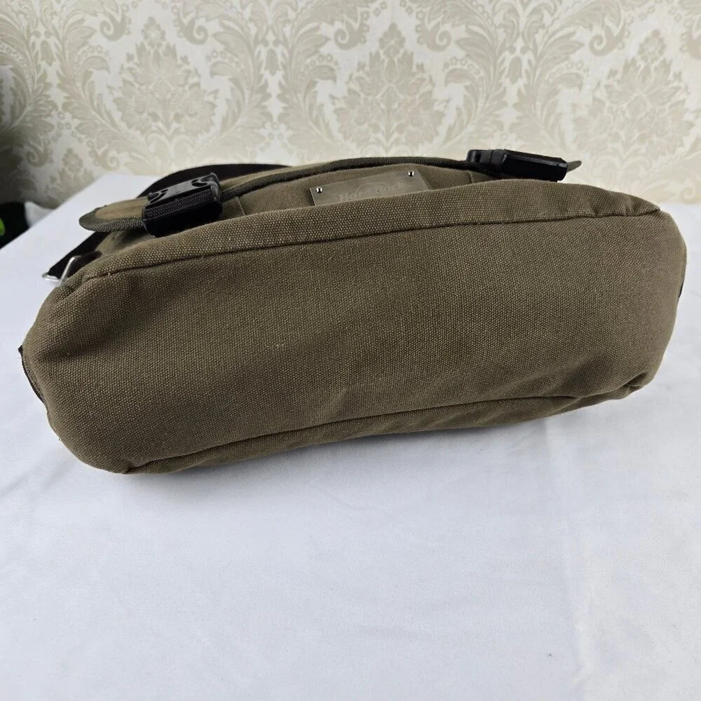 Hard Rock Olive Green Messenger Bag Laptop 100% Cotton Buckles Top Handle Strap